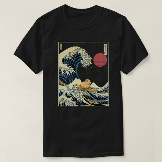 Cavia Kanagawa Wave Funny Surf Animal T-shirt (Design voorkant)