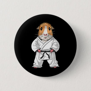 Cavia Karate Ninja Jiu-jitsu Taekwondo Vechtkunst Ronde Button 5,7 Cm