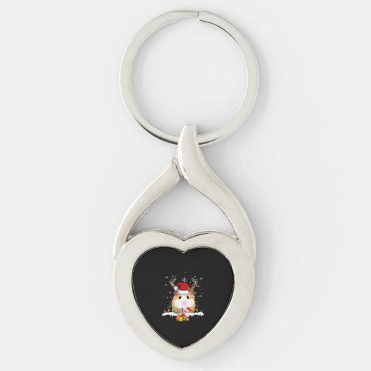 Cavia Kerst Rendier Kerstverlichting Sleutelhanger (Voorkant)