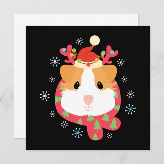 Cavia Kerst Rendier Notitiekaartje (Voorkant / Achterkant)