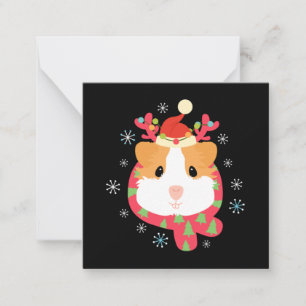 Cavia Kerst Rendier Notitiekaartje