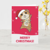 Cavia Kerst Winter Dieren Kaart (Gele Bloem)