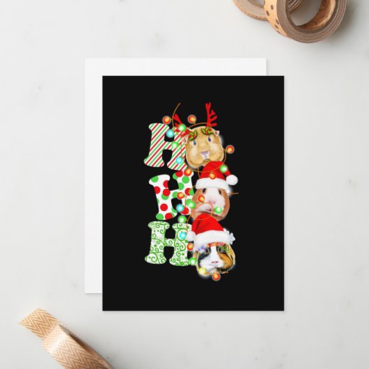 Cavia Kerstmis Notitiekaartje (Voorkant / Achterkant in situ)