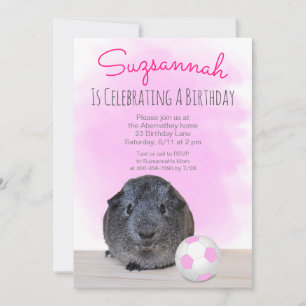 Cavia Meisje iRoze Voetbal Custom Verjaardag Kaart