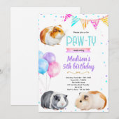 Cavia meisje verjaardagsfeest uitnodiging (Voorkant / Achterkant)