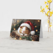 Cavia met een Kerstmannenhoed Kaart (Gele Bloem)