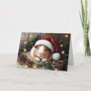 Cavia met een Kerstmannenhoed Kaart