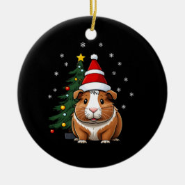Cavia met kerst keramisch ornament