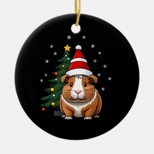 Cavia met kerst keramisch ornament (Voorkant)