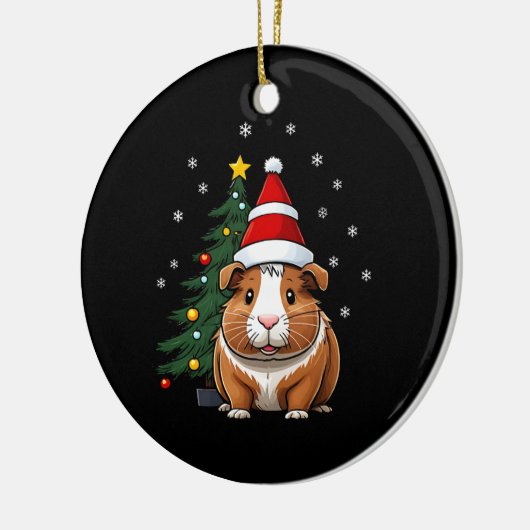 Cavia met kerst keramisch ornament (Links)