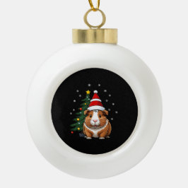 Cavia met kerst keramische bal ornament