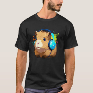 Cavia Met Koptelefoons Funny Cavia Grafiek T-shirt