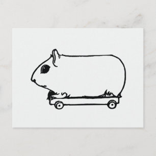 Cavia op Skateboard Kunst Ansichtkaart Feestdagenkaart