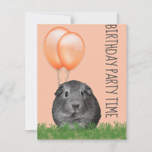 Cavia Oranje Ballonnen Aangepaste Verjaardag Kaart
