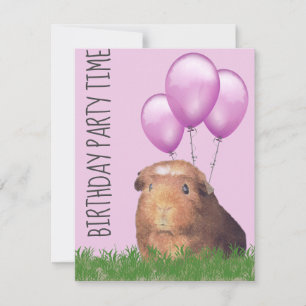 Cavia Paarse Ballonnen Aangepaste Verjaardag Kaart