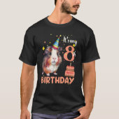 Cavia Pig 8 jaar oud Cavy 8th Birthday Toddler Bo T-shirt (Voorkant)