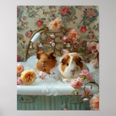 Cavia Pig Art, Cavia in badkuip Art Poster (Voorkant)