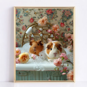 Cavia Pig Art, Cavia in badkuip Art Poster