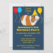 Cavia Pig. en Balloons Birthday Party Kaart (Voorkant)