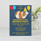 Cavia Pig. en Balloons Birthday Party Kaart (Staand voorkant)