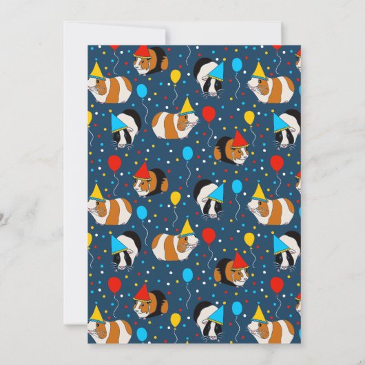 Cavia Pig. en Balloons Birthday Party Kaart (Achterkant)