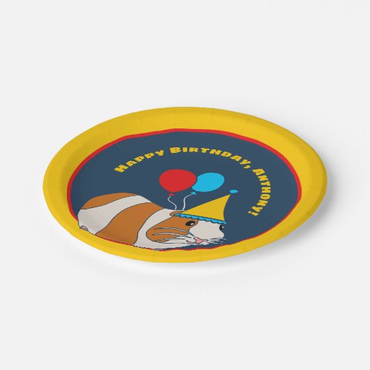 Cavia Pig. en Balloons Birthday Party Papieren Bordje (Gekanteld)