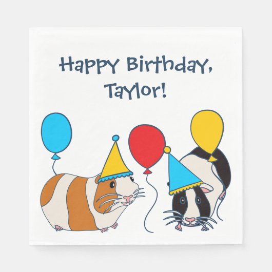 Cavia Pig. en Balloons Birthday Party Servet (Voorkant)