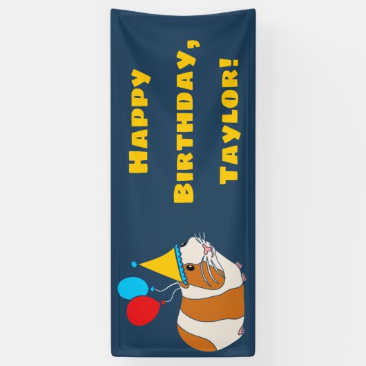 Cavia Pig. en Balloons Birthday Party Spandoek (Verticaal)