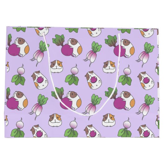 Cavia Pig en Radish in het lavender Pattern Groot Cadeauzakje (Achterkant)