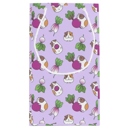 Cavia Pig en Radish in het lavender Pattern Klein Cadeauzakje (Achterkant)