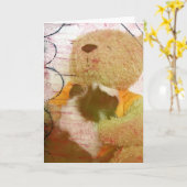 Cavia Pig en Teddybeer Gemengde Media Textuur Kaart (Gele Bloem)