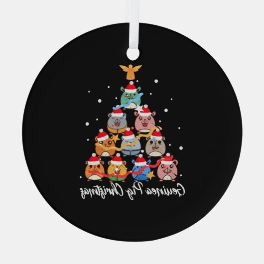 Cavia Pig Kerstmis Glas Ornament (Achterkant)