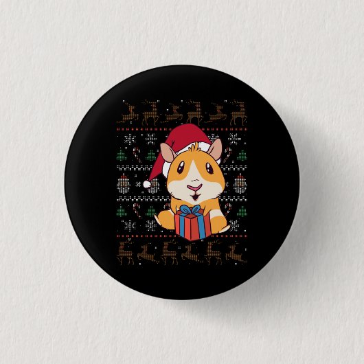 Cavia Pig Kerstmis Ronde Button 3,2 Cm (Voorkant)