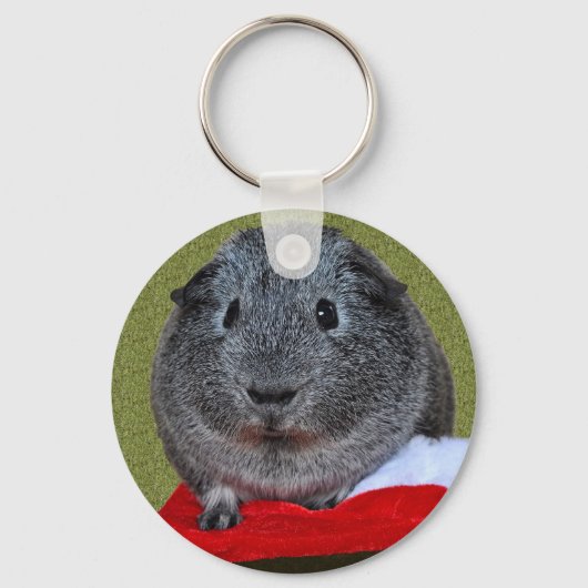 Cavia Pig Kerstmis Sleutelhanger (Voorkant)