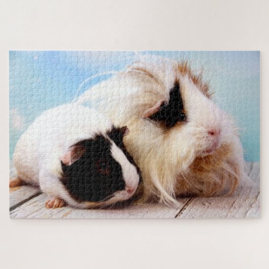 Cavia Pig Mam en Baby, Jigzaag Puzzle Legpuzzel (Horizontaal)