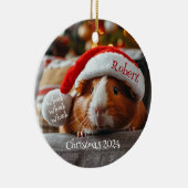 Cavia Pig met Santa Pet Gepersonaliseerd Ornament (Rechts)