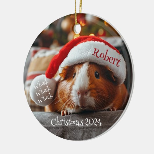 Cavia Pig met Santa Pet Gepersonaliseerd Ornament (Links)