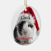 Cavia Pig met Santa Pet Gepersonaliseerd Ornament (Rechts)