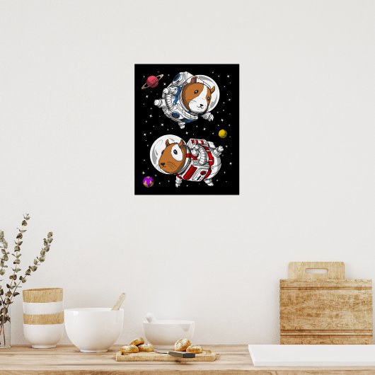 Cavia Pig Space Astronauts Poster (Keuken)