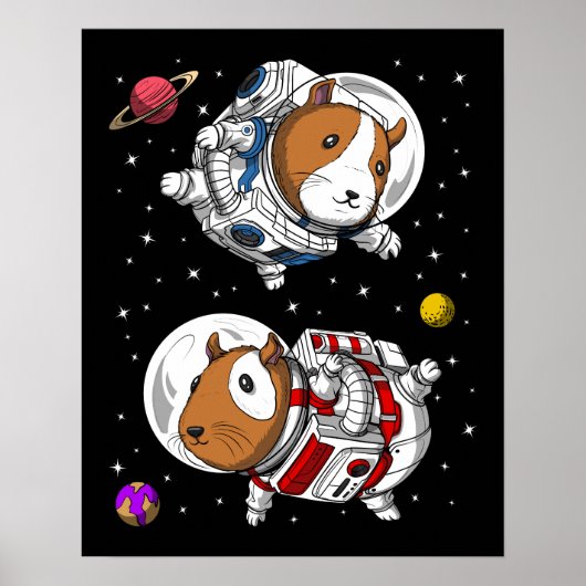 Cavia Pig Space Astronauts Poster (Voorkant)