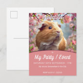Cavia Pig & Spring Blossom Feest / Evenement Uitnodiging Briefkaart (Voorkant / Achterkant)