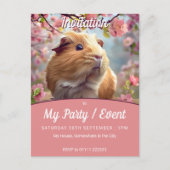 Cavia Pig & Spring Blossom Feest / Evenement Uitnodiging Briefkaart (Voorkant)