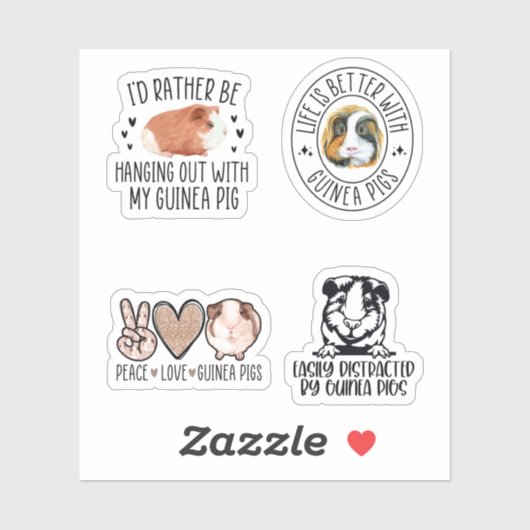 Cavia Pig Sticker Pack, Grappig cavia (Vel)