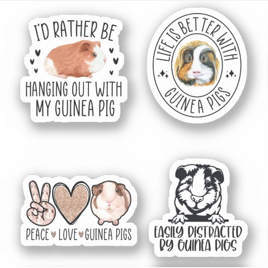 Cavia Pig Sticker Pack, Grappig cavia (Voorkant)