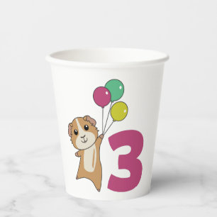 Cavia Pig Third Birthday Balloons Papieren Bekers