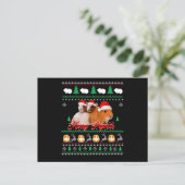 Cavia Pig Ugly met kerst Briefkaart (Staand voorkant)