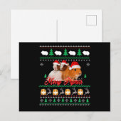 Cavia Pig Ugly met kerst Briefkaart (Voorkant / Achterkant)