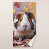 Cavia Pig & Vallende herfst bladeren Badhanddoek (Badhanddoek)