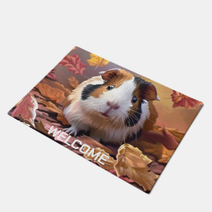 Cavia Pig & Vallende herfst bladeren Deurmat