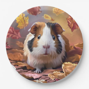 Cavia Pig & Vallende herfst bladeren Papieren Bordje